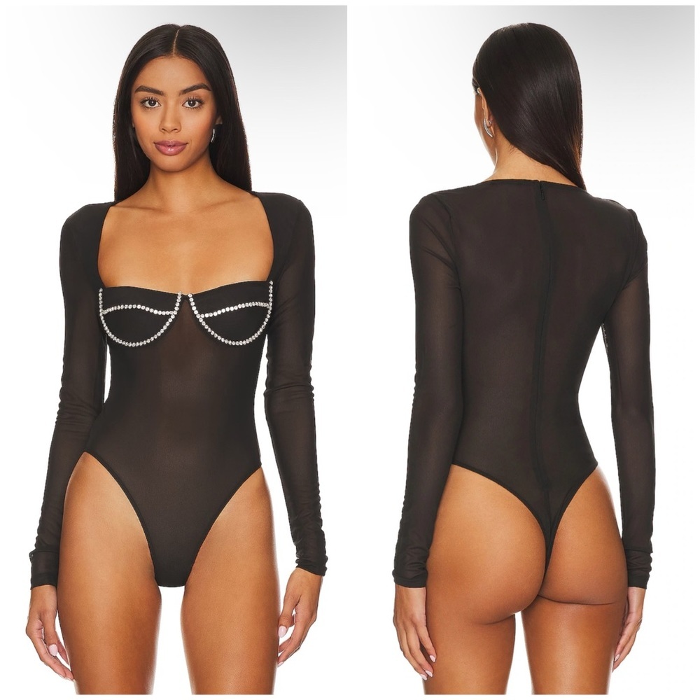 Bardot Carter Diamante Bodysuit in Black Size XS